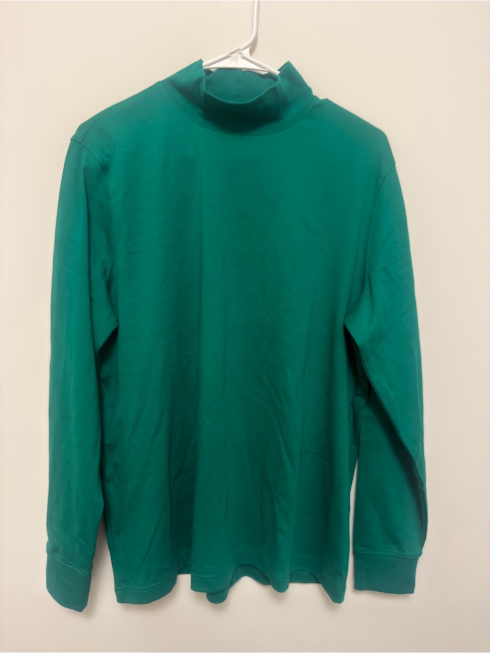 Lands’ End Women’s Relaxed Fit Mockneck Top XL 18 Teal Green Long Sleeve